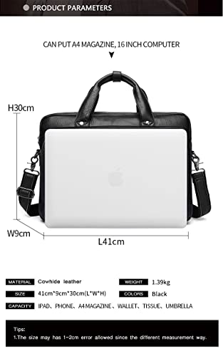 Mens leather briefcase, mens leather business bag, 16-inch laptop bag, business document bag3