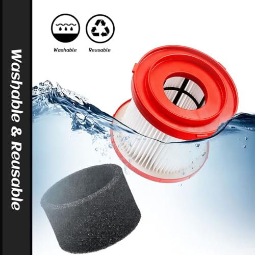 Image of 1 Pack 49-90-1900 HEPA Filter Replacement Compatible with Milwaukee Wet /Dry M18 Vacuum Cordless 0780-20 0880-20, 0960-20, 0970-20, Includes 2 Foam Sleeve Filters & 1 Brush(Not for 0882-20)