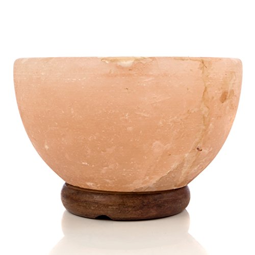 Lake Industries Rakaposhi Natural Himalayan Salt Ball Bowl Lamp, Authentic Stone Mineralamp, Premium Quality Wood Base With Dimmer Switch #TOP4