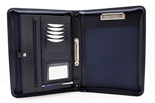 Porte-documents A4 zippé Noda en cuir synthétique bleu pour vos réunions d'affaires