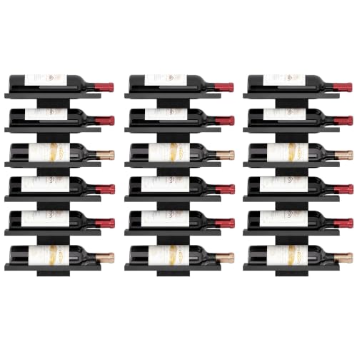 Image of Hoctieon 3-Set 6 Tier Wall Mount Wine Rack, Wall Mounted Wine Bottle Racks for Display and Storage, Hanging Bottle Holder, for Living Room, Dining Room, Bar, Wine Cellar, Black