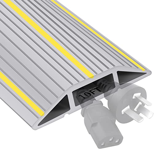 Image of 10Ft Cord Cover Heavy Duty Cable Protector 3 Channels Contains Cords Cables and Wires Easy to Unroll-Conceal Wires of Home Office Warehouse Workshop Concerts or Other Outdoors Surround (Gray-10Ft)