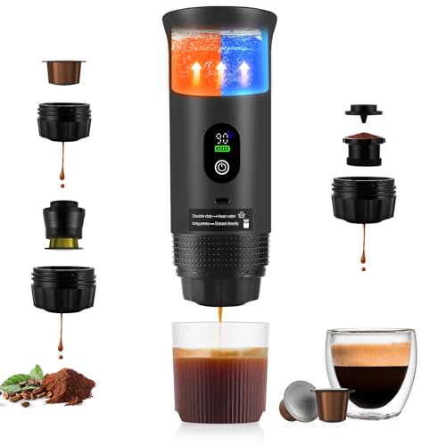 Image of Upgraded 3 in1 Portable Espresso Machine with LED Display,20 Bar Real Time Temp&Battery Indicator-Portable Coffee Maker for Travel,Office Use,Compatible with Ground Coffee & Capsule(Black)