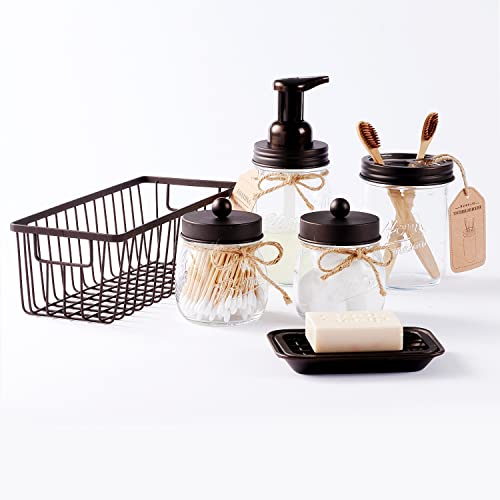 SheeChung-Bathroom-Accessory-Set-6-Pcs-Bathroom-Accesories-Farmhouse-Decor-Toothbrush-Holder-Soap-Dispenser-Qtip-Holders-Soap-Dish-Bathroom-Organizers-Bronze SheeChung Bathroom Accessory Set 6 Pcs Bathroom Accesories Farmhouse Decor Toothbrush Holder Soap Dispenser Qtip Holders Soap Dish Bathroom Organizers Bronze