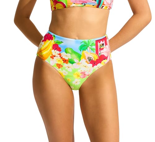 Bas de bikini taille haute couverture complète Seafolly gainant Cuba Turquoise 42