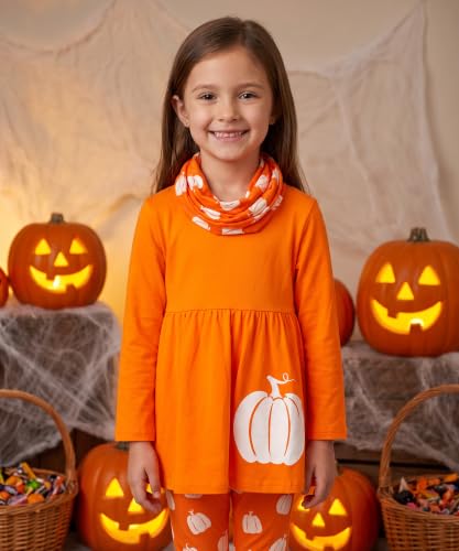 Image of Unique Baby Girls Kids Toddler 3pc Outfit Set Long Sleeve Soft Knit Tunic Top Leggings and Scarf