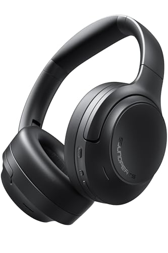 SoundPEATS Cove Pro Over Ear Headphones with 56dB Adaptive Noise Cancellation 95H Battery for Long Flights Comfortable Over-Ear Design Hi-Res Audio & Clear Calls Black