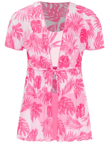 Choomomo Kids Girls 3 Piece Swimsuit Tropical Print Bikini Sets Kimono Set Swimwear Bathing Suits