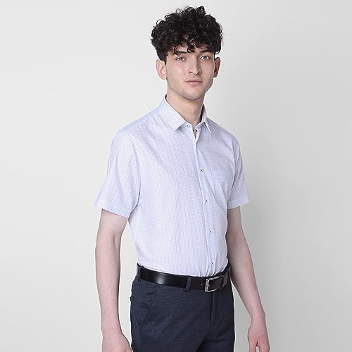 Image of J. HAMPSTEAD Cotton Regular Fit Checks Formal Shirt for Men (JS11053H)