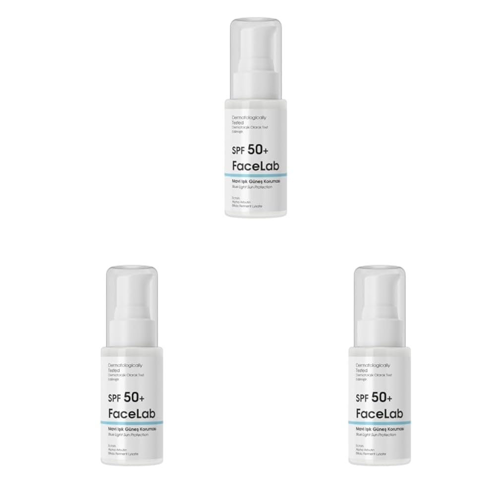 Facelab Alpha Arbutin İçerikli SPF 50 ve Mavi Işık Güneş Koruması Blue Light Sun Protection 50 ml (3 paketi)