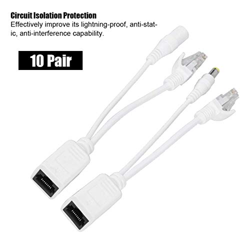 Adaptador inyector y divisor Power over Ethernet (PoE) para cámaras IP Sonew, cable RJ45 CAT8 de 12 V, 10 pares miniatura 6