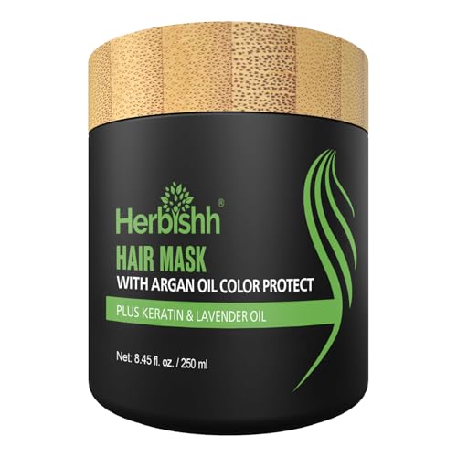 Herbishh Argan Hair Mask-Deep Conditioning & Hydration For Healthier Looking Hair for very Dry, Weak, Stressed Out Hair, No Sulphates, No Parabens (250)