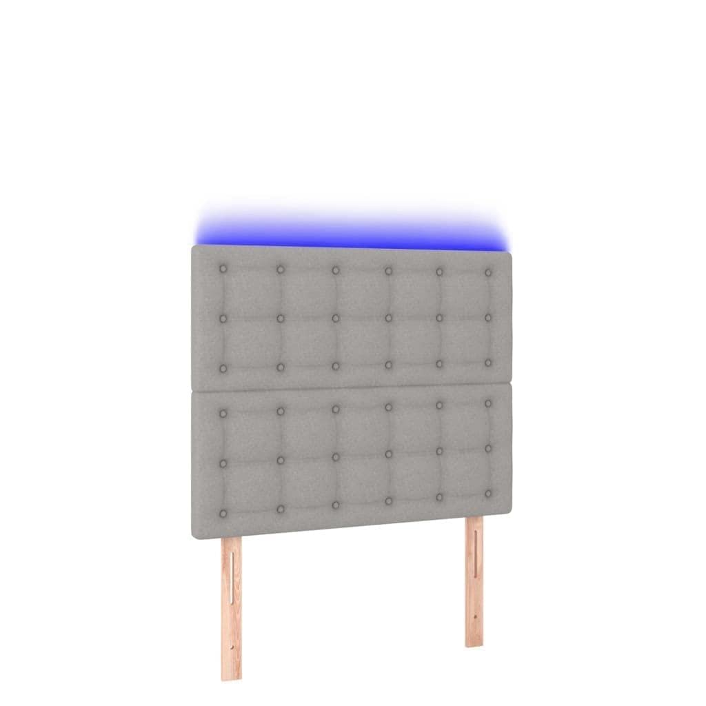 Cabecero de cama LED gris claro, 80 x 5 x 118/128 cm, altura ajustable con tiras USB RGB, cojín de tela resistente, cojín de pared moderno, adecuado para jóvenes y adultos en el dormitorio