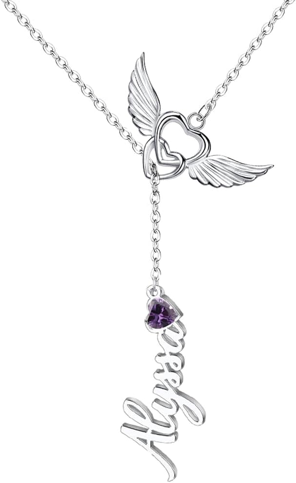 Personalized Infinity/Cross/Heart/Lucky/Pet/Circle/Star/Animal 925 Sterling Silver Name Lariat Necklace with Birthstone