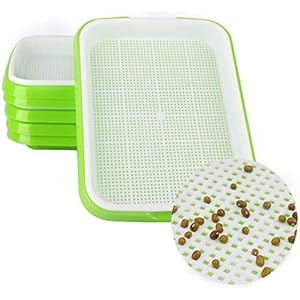 Voarge Seed Sprouter Tray Kiemschaal, kiemschaal, zaailingen, tarwe, grassierder, plantenbak, hydrocultuur, duurzaam zaden, kiemdienblad voor tuin, thuiskantoor, groen wit