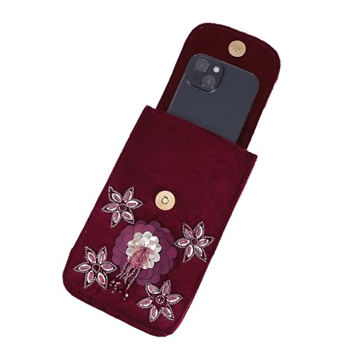 Image of J I ACCESSORIES Velvet Saree Clutch Mobile Pouch Waist Clip Ladies Purse Gift For Women