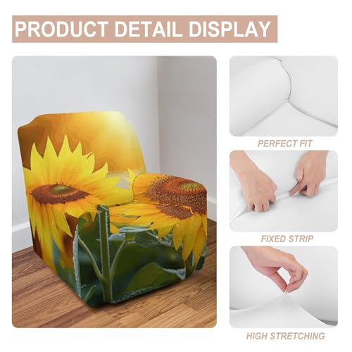 Housse de fauteuil 1 place et couvre canapé imprimé tournesol extensible