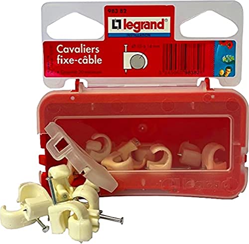 Legrand LEG98382 20 Flexible Cable Clips Multifix Cable Diameter 10 to 14 mm Grey, White, 10-14mm