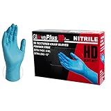 GLOVEPLUS HD Medical Blue NitrileGloves - 8 mil, 12 inches long, Latex Free, Powder Free, Textured, Disposable, Non-Sterile, Large,GPNHD66100-BX, Box of 50