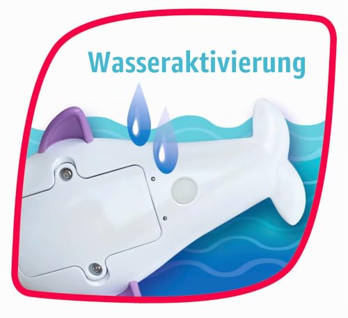 Simba ABC Funkel Delfin, mit magischer Regenbogen Lichtfunktion, Badewannenspielzeug, 14cm, ab 12 Monate
