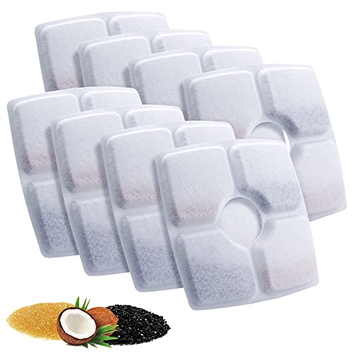 Cat Water Fountain Filters, OBOR Cat Fountain Filter Replacement for Cat Water Fountain, Cotton Activated Carbon Pet Water Fountain Filter for 84oz/2.5L 8 Packs Square