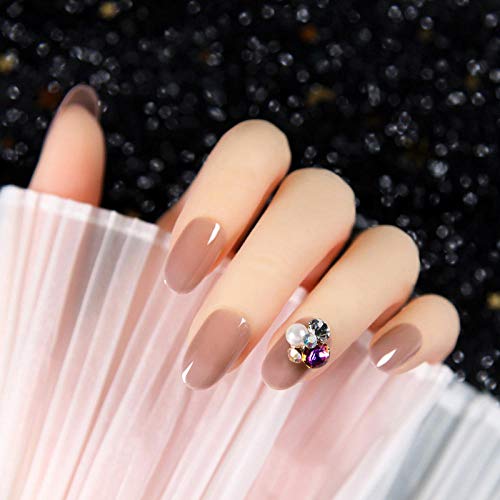 TJJF Falsche Nägel 24Pcs / Box Solid Colorcolor Langlebiger Fingernagel Maniküre Slice Anhänger mit Bohrer Abnehmbares… – Bild 4