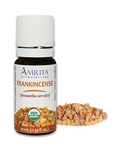 Amrita Aromatherapy Organic Frankincense Essential Oil, 100% Pure Undiluted Boswellia serrata, Therapeutic Grade, Premium Quality Aromatherapy oil, Tested & Verified, 10ML