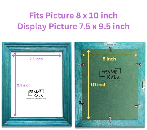 Image of Handmade Wooden Rectangular Photo Frame, 8 x 10 inch Display for Artworks, Pictures and Photos of Your Loved Ones, Best for Home, Office, Wall Decor, Living Room, Bedroom, Blue Wave