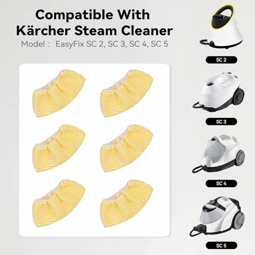 BeiLan Mikrofaser Handdüsen Überzugsset kompatibel mit Kärcher Dampfreiniger EasyFix SC 2, SC 3, SC 4, SC 5, waschbarer Handdüse Zubehör ersatztücher (6er Pack)