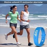 DASIAUTOEM Bransoletka z budzikiem wibracyjnym, przypomnienie o zegarku, zegarek, budzik, wibracje z timerem, przypomnienie o piciu, budzik dla dorosłych i dzieci, 6 codziennych alarmów (niebieska)