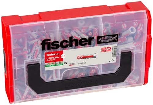 fischer L-Boxx Mini DuoPower 210-teiliges Dübelset 6-10 mm Durchmesser 30-50 mm Länge für Profis und Heimwerker universeller Einsatz - optimal für unbekannte Untergründe