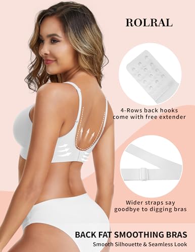 Image of Womens Deep V Wireless Bra No Underwire Seamless Comfort Support Tshirt Push Up Bralette for Everyday /Sleep