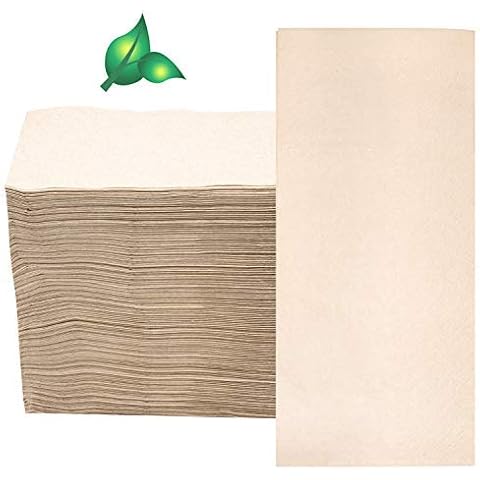 Compostable Biodegradable Unbleached Eco Napkins, 150 Kraft Recycled 15 x 16 Inch Disposable Dinner Napkin Cover