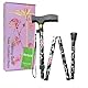 BeGrit Gehstock Damen Faltbar Gehstock Elegant Geschenke Klappbar Aluminium Einstellbar Spazierstock Verstellbarer Gehstöcke für Mother Damen Geburtstag Thanksgiving (Schwarz + Geschenkbox)