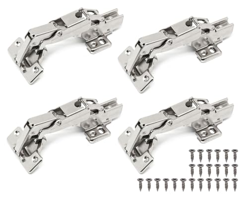 BENLIUDH 165 Degree Cabinet Door Hinges Concealed, Full Overlay Soft Close Cabinet Hinges Adjustable Mounting (4 Pack)