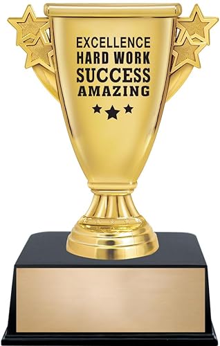 Recognition Cup Trophy, 6" Gold Award On Black Contemporary Base - Add Your Own Engraving, 10 Pack