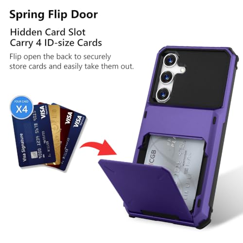 Marphe Wallet Case for Samsung Galaxy A15 Case with 4-Card Credit Card Holder Slot Shockproof Cover Hybrid Heavy Duty Protection Armor Phone Case Compatible with Galaxy A15-Purple