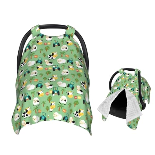 Image of Funny Cow in Farm Yard Baby Car Seat Canopy Nursing Cover for Newborn Car Seat Breastfeeding Covers Blanket Newborn Shower Gift