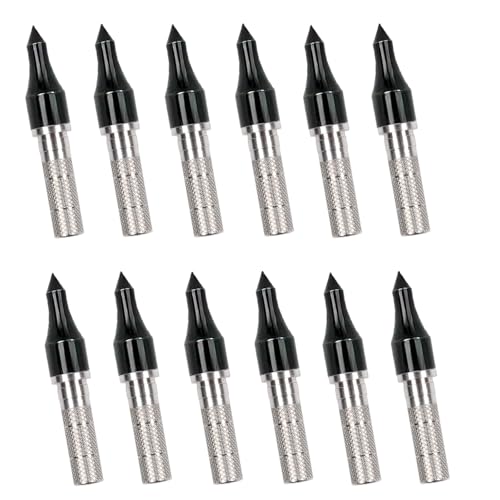 AsYeegata 12 Pack Aluminum Inserts .244/6.20mm for Carbon Arrows and 5/16 Inch Screw in 100 Grain Field Points Arrow Tips for Compound Bow Recurve Bow Inserts