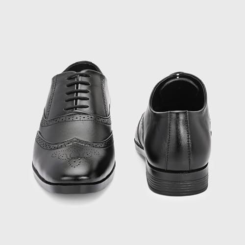 Image of Centrino Men's Formal Lace-Up Shoes | Soft & Comfortable Oxford Brogue Dress Formal Shoe| Stylish Looking Lace Up Medallion Toe Perforated for Business Formal Wedding & Office Wear (9359)