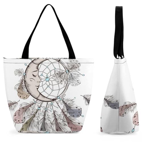 Sac à main attrape-rêves pour femme : grand sac cabas plume de 32.5 cm pour le shopping