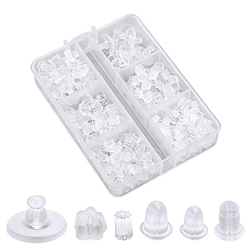 600Pcs Silicone Earring Backs, Soft Earring Backs For Studs In 6 Styles Hypoallergenic Earring Backs For Locking Stud Droopy Earrings Heavy Earrings Hook Earrings #TOP5