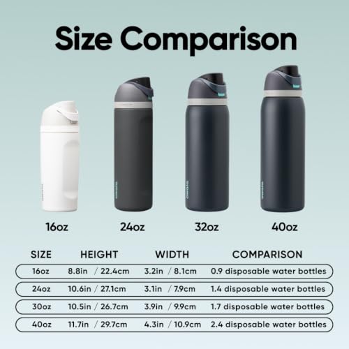 Image of Owala FreeSip Insulated Stainless Steel Water Bottle with Straw for Sports and Travel, BPA-Free, 24oz, Foggy Tide