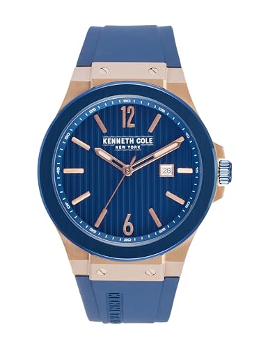 Image of Kenneth Cole Quartz Analog with Date Blue Dial Blue Silicone Strap Watch for Men - KCWGN0034403MN