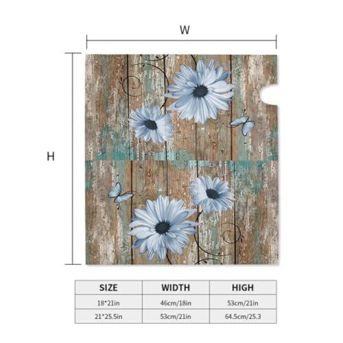 Image of Rustic Daisy Board Mailbox Cover Magnetic, Blue Sunflowers Vintage Wood Grain Plank Mailbox Wrap Letter Post Box Cover for Yard Garden Outside Home Decor, Large Size 25.5x21 Inch