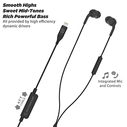Scosche Idr301L Wired Earbuds For Apple Lightning Devices With Built-In Microphone And Remote, Black #TOP1