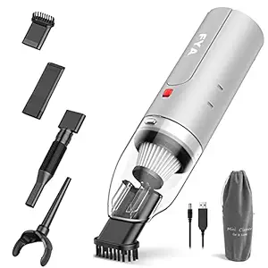 FYA Handheld Vacuum Cleaner Cordless, Wireless Hand Vacuum&Air Blower 2-in-1, Mini Portable Car Vacuum Cleaner with Powerful Suction, USB Rechargeable Vacuum for Pet Hair, Home and Car (Silver)