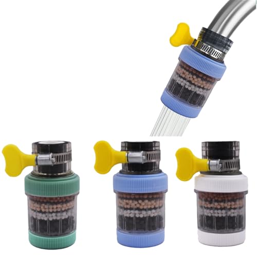 3 Pack Faucet Mount Filters,Purifier Kitchen Tap Filtration for Kitchen,Faucet Water Filter for Home Bathroom with Activated Carbon Removes Chlorine Fluoride Heavy Metals Hard Water (Random Color)