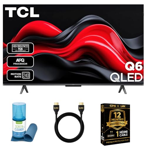 TCL 43-Inch QLED Pro 4K Smart Google TV Bundle - HDR10+, Dolby Vision & Atmos, Voice Remote, 60 Hz VRR, W/ 12 Months CPS Protection, UAX HDMI Cable & Screen Cleaner with Microfiber