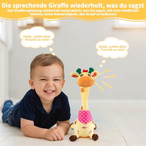Licht Singing Giraffe Kuscheltier - Light Up and Voice Repeating Feature, Dancing Interactive Doll, Giraffe Kuscheltier, Baby Ermutigen Sprachspielzeug, Geburtstagsgeschenke für Jungen Mädchen